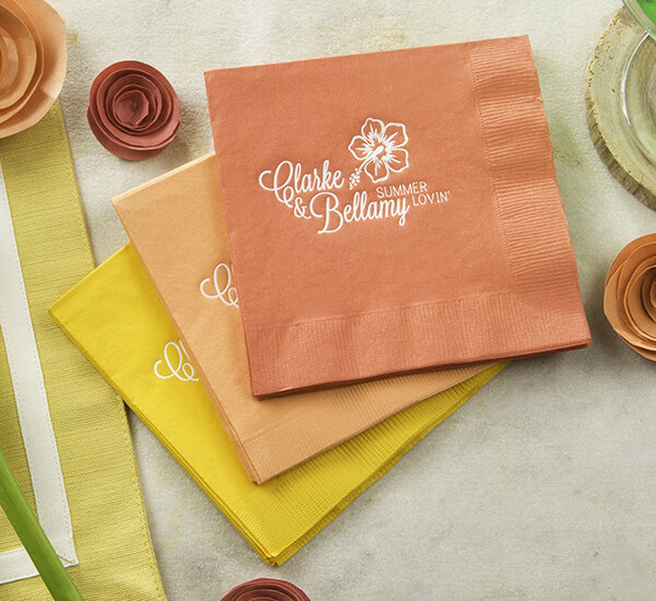 Summer Wedding personalized cocktail napkins