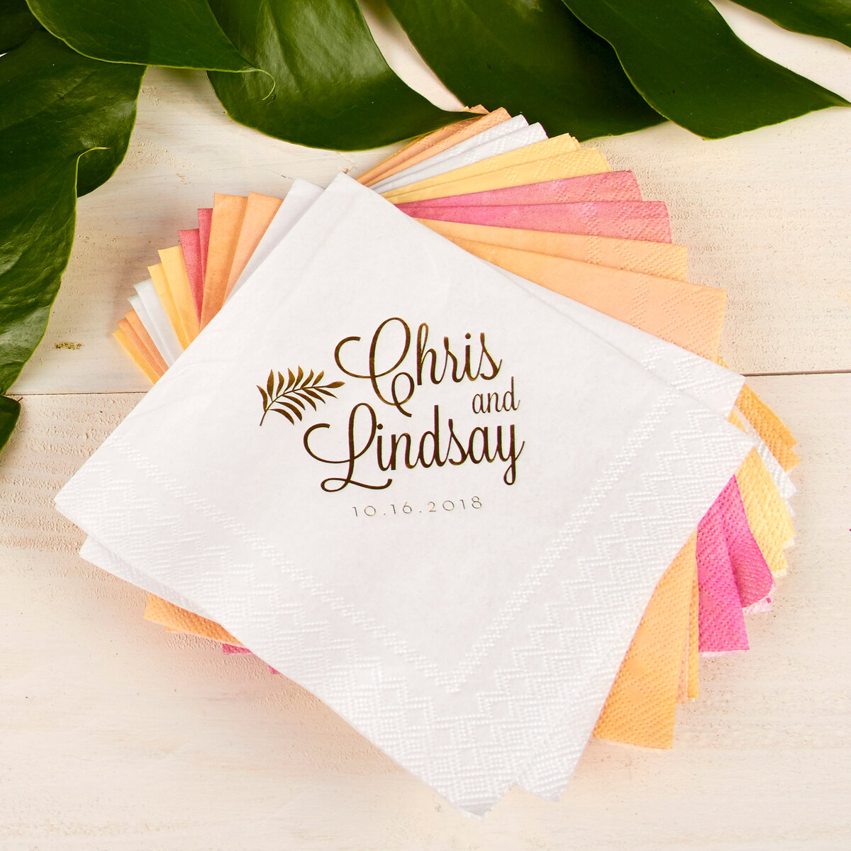 personalized napkin with gold foil