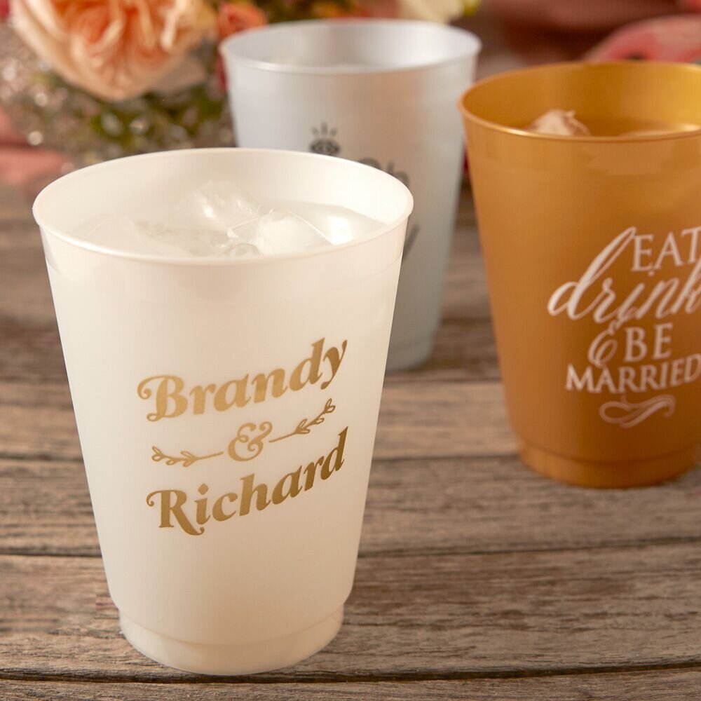 custom designed metallic plastic party cups