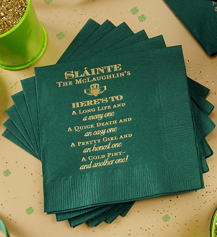 Personalized Cocktail Napkin with Irish Blessing for St. Patrick's Day