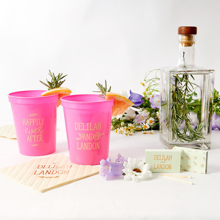 add custom designed wedding cups with floral designs with For Your Party