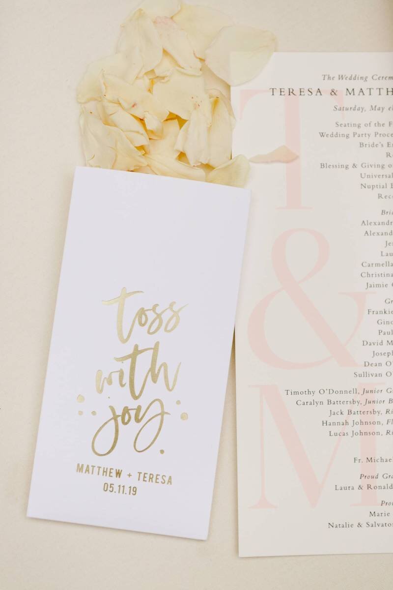 custom designed flower petal bags for wedding recessional