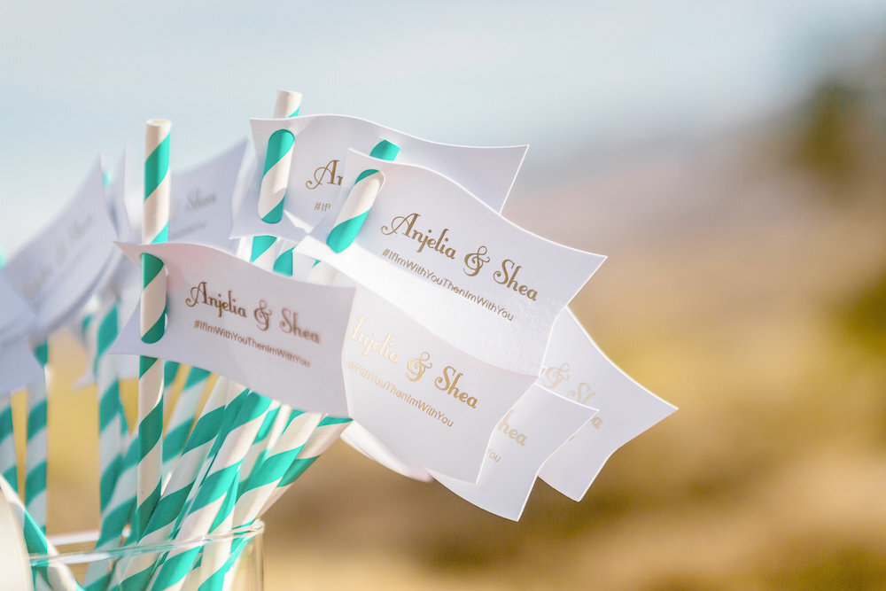 boho desert wedding custom printed straw tags