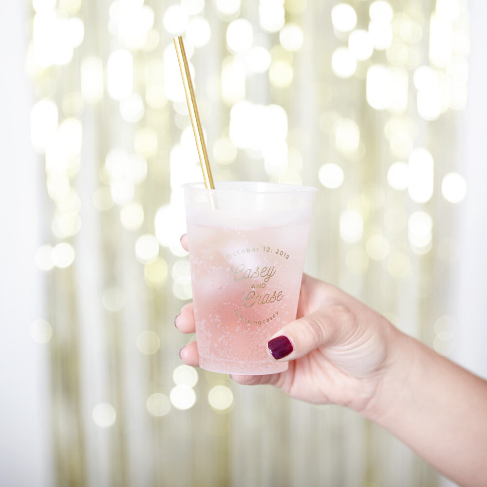 personalized modern script names wedding cups