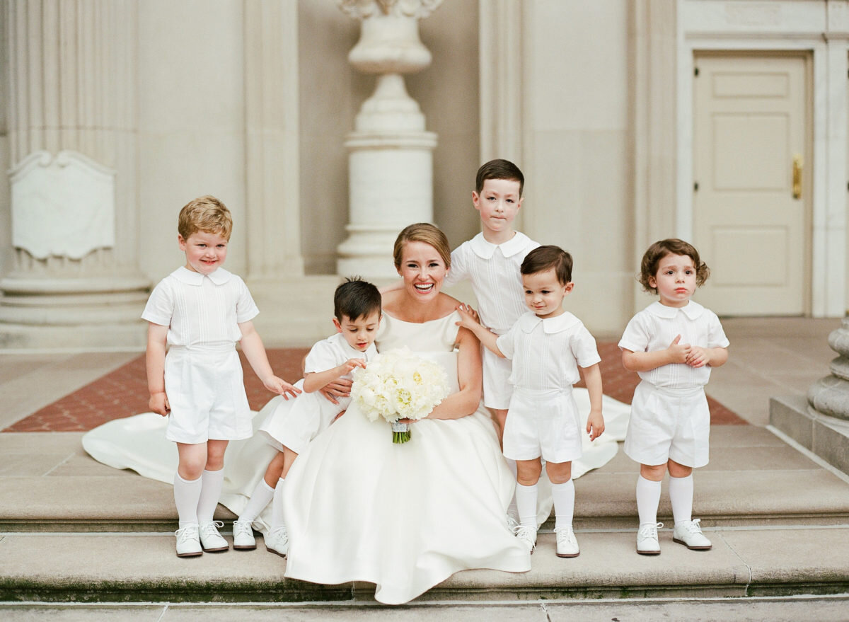 beautiful bride with ring bearers