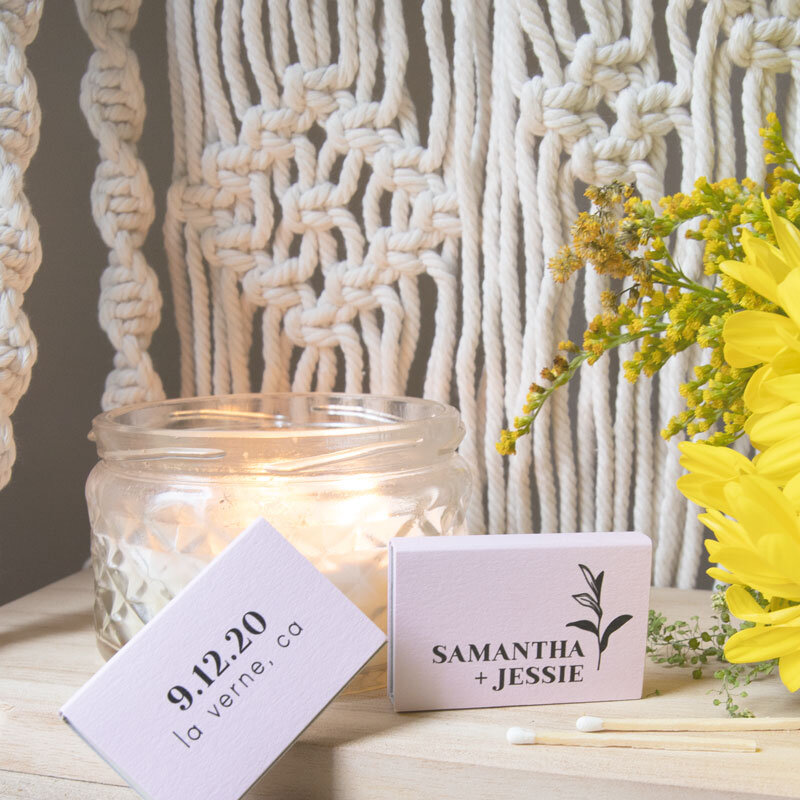 create personalized matches for your wedding favors with For Your Party