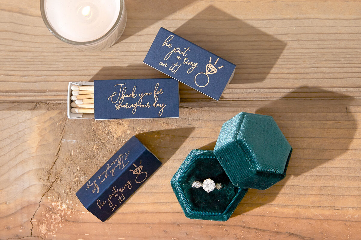 Custom designed matches are a great personalized item to add to your engagement party.