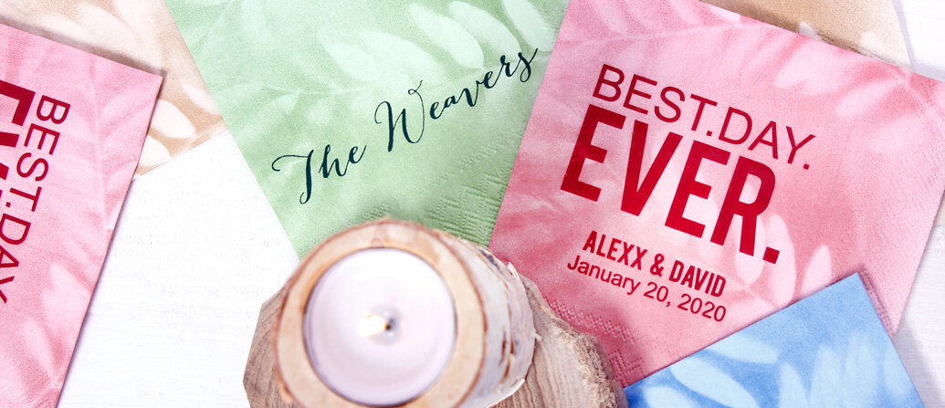 cool patterned cocktail napkins with printed leaf design