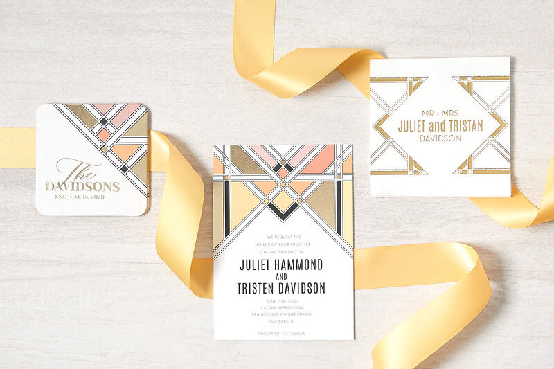 Art Deco inspired wedding invitation for your 2020 spring wedding