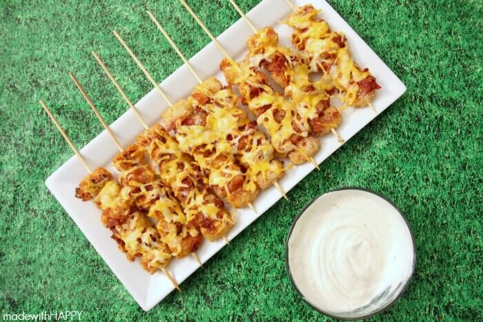 Loaded Tater Tot Skewers by Made with HAPPY