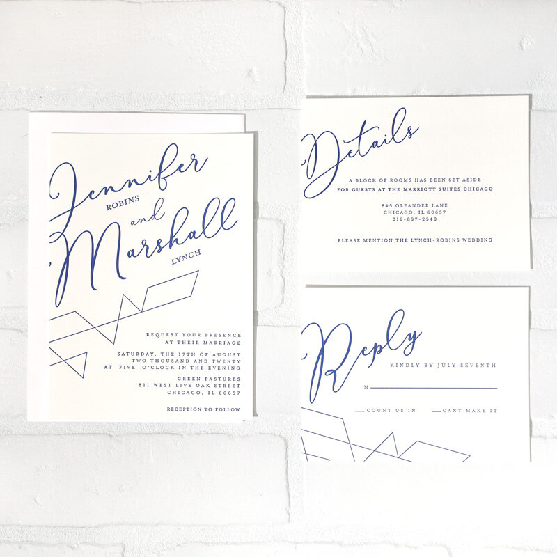 customized geometric wedding invitation suite