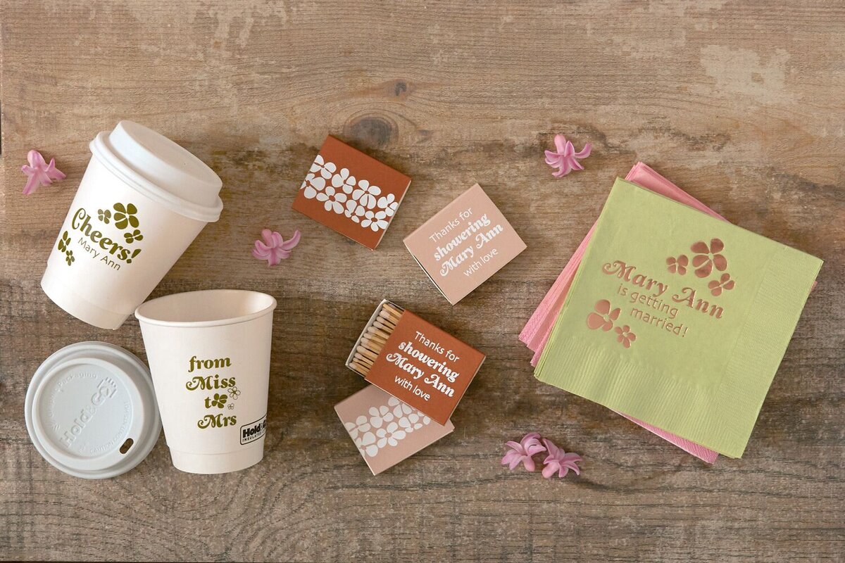 custom designed accessories for your groovy '70s inspired bridal shower