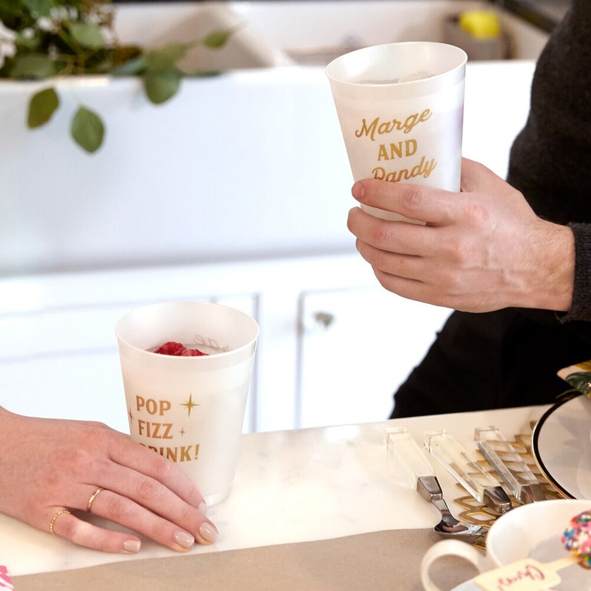custom designed metallic frost flex plastic cups