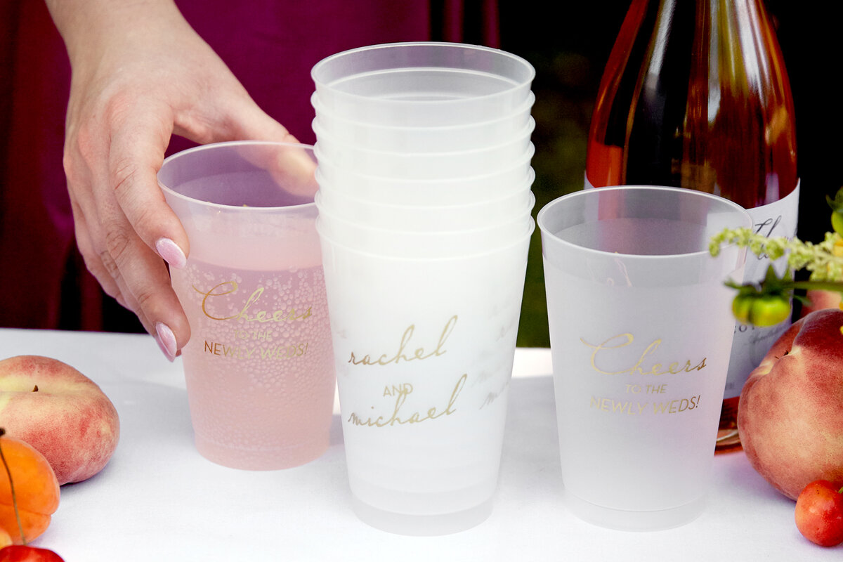 custom frosted plastic wedding cups
