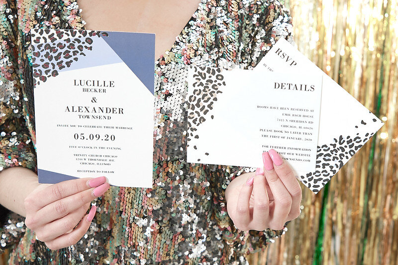 Spring 2020 wedding invitation featuring animal print