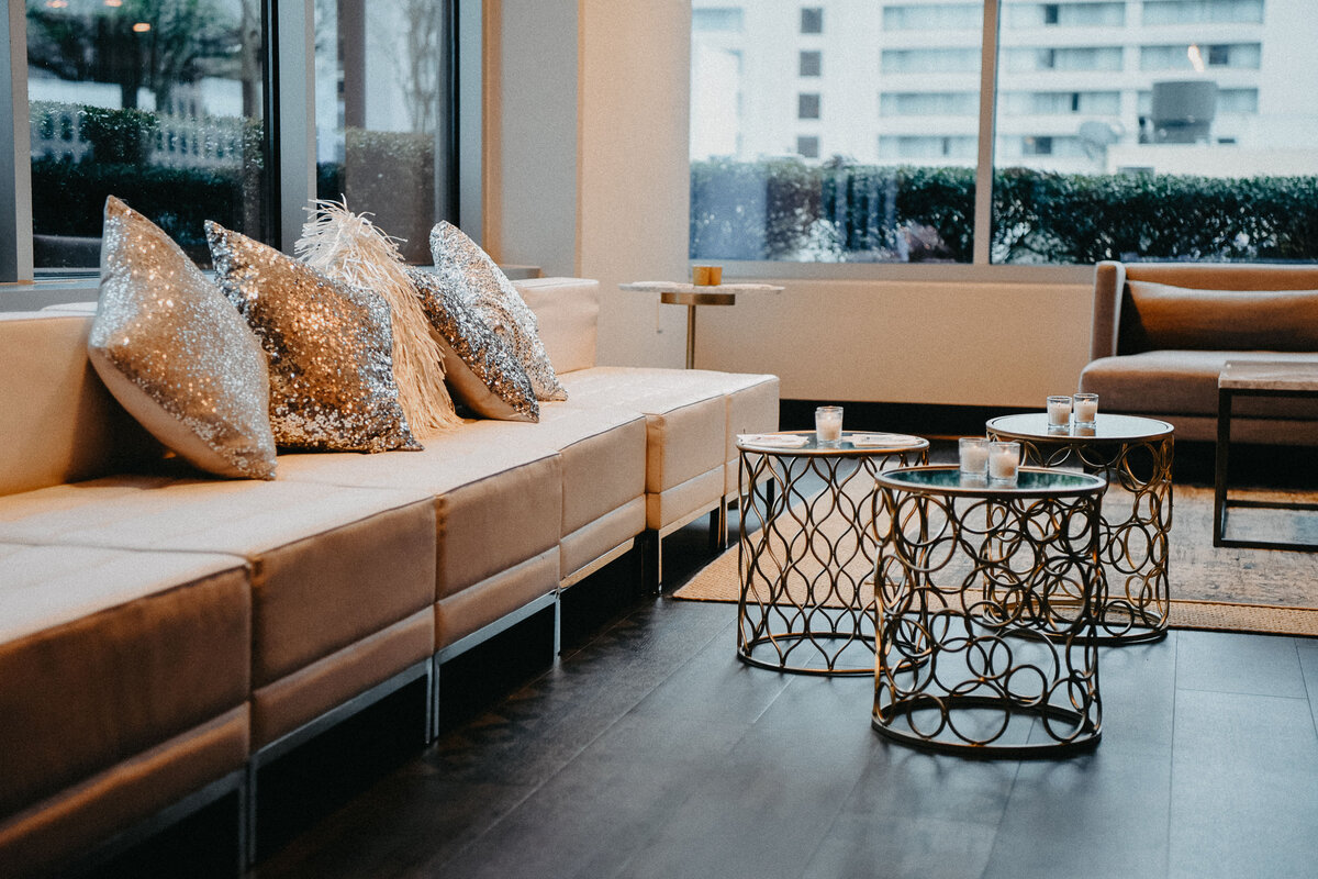 elegant shimmer and ombre party seating