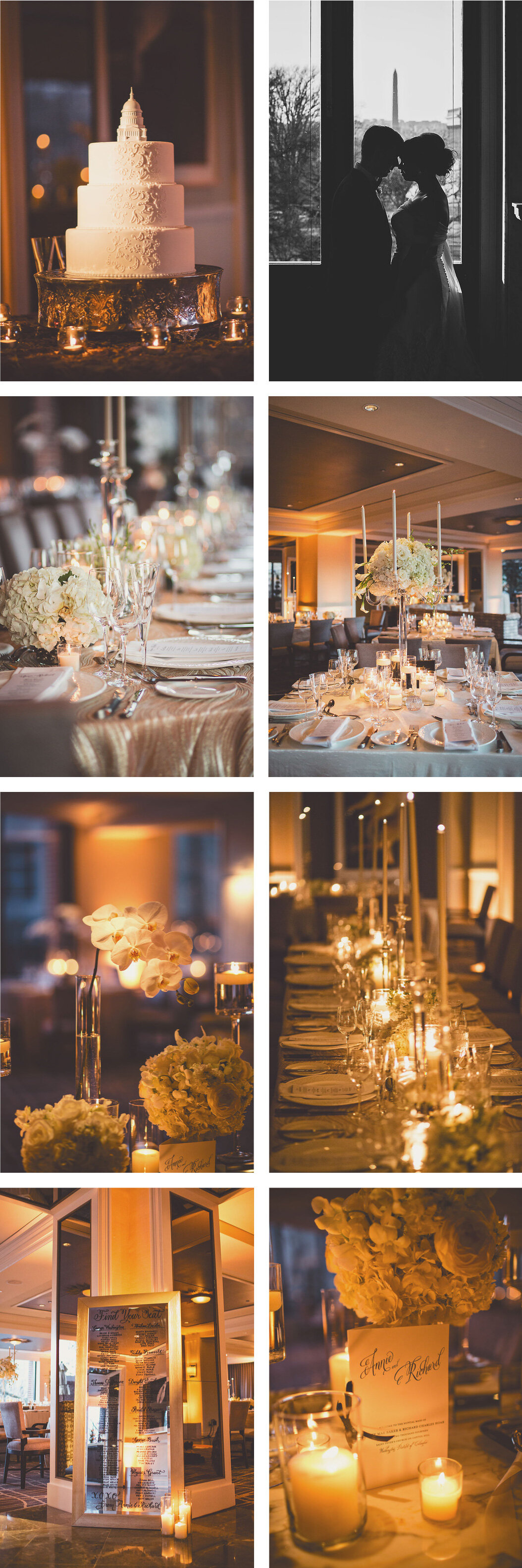 formal black and white wedding reception