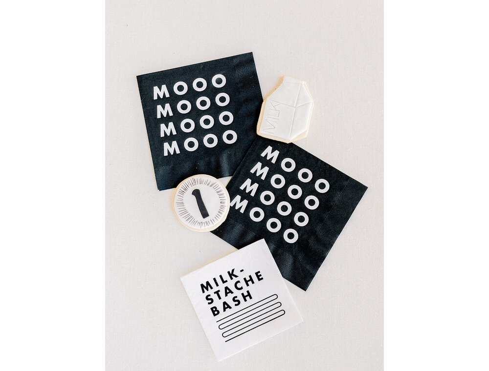 custom designed party accessories for milk themed kids' party