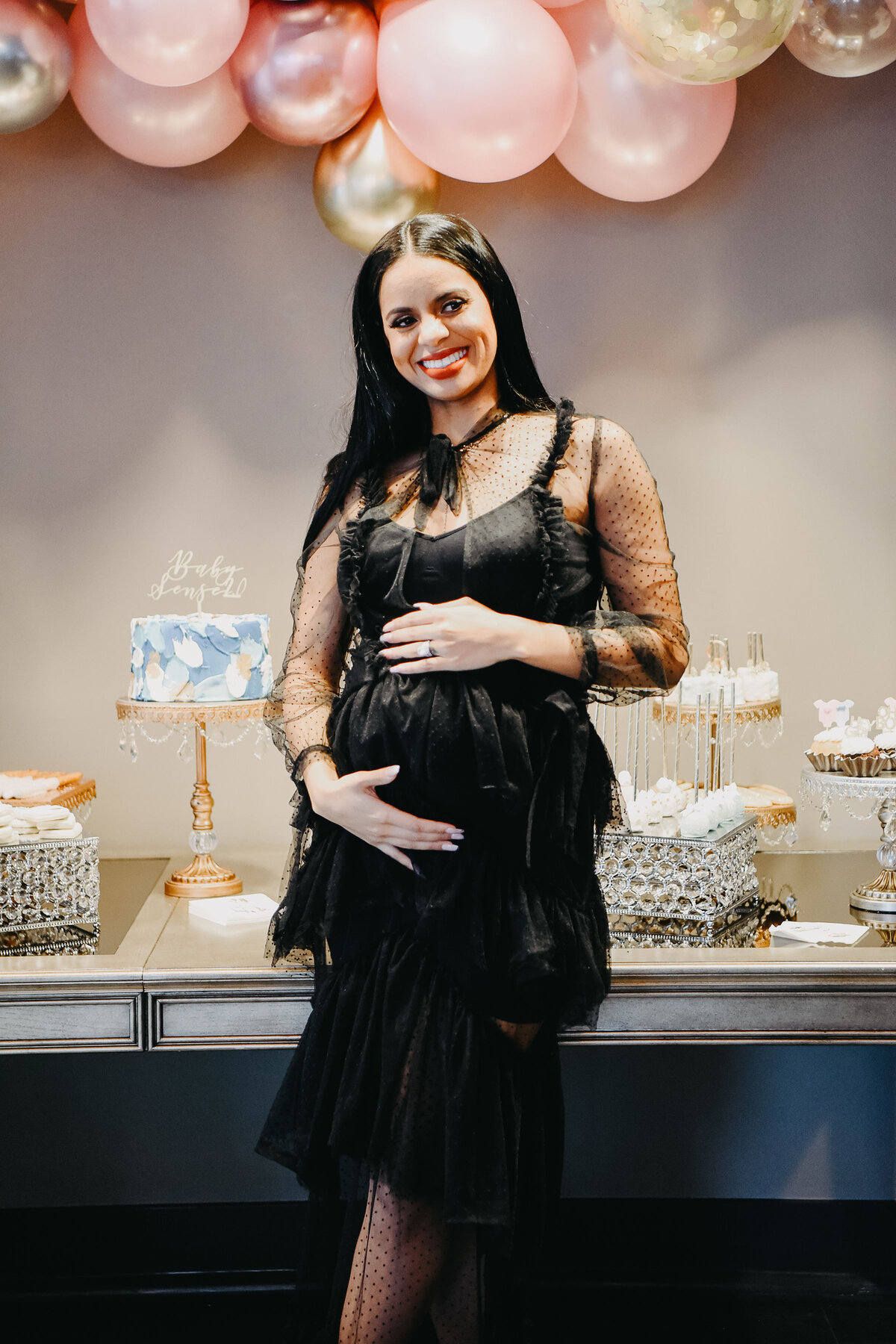 Dominique Sensabaugh at her gender reveal celebration