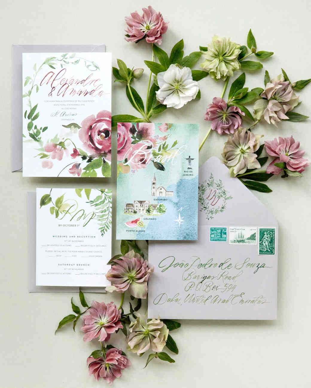 custom floral wedding invitations