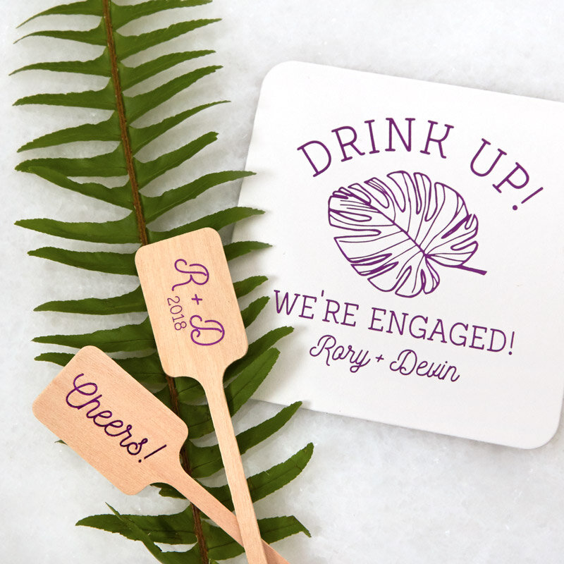 drink up coaster with palm branch