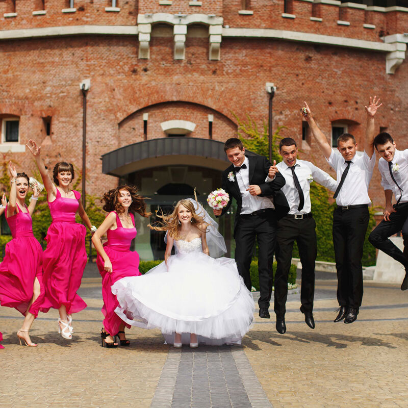 bright fuchsia, black and gold wedding colors