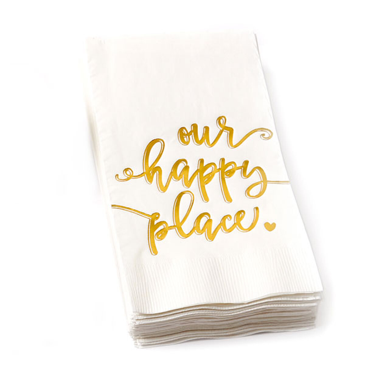 White guest hand towel pack of 25 for the home with shiny gold foil stamped design