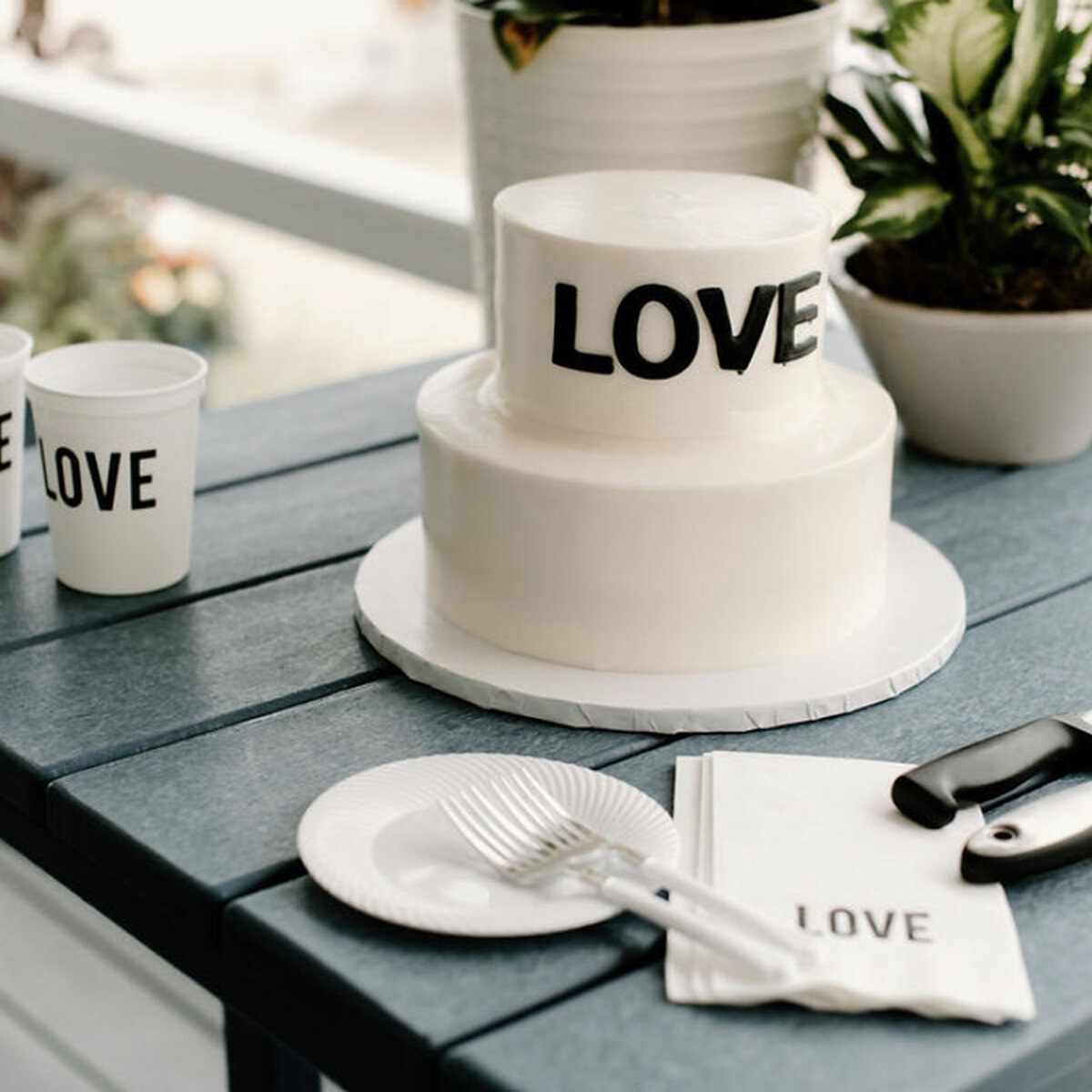 A party full of lovely For Your Party custom decor - stadium cups + cocktail napkins pictured!