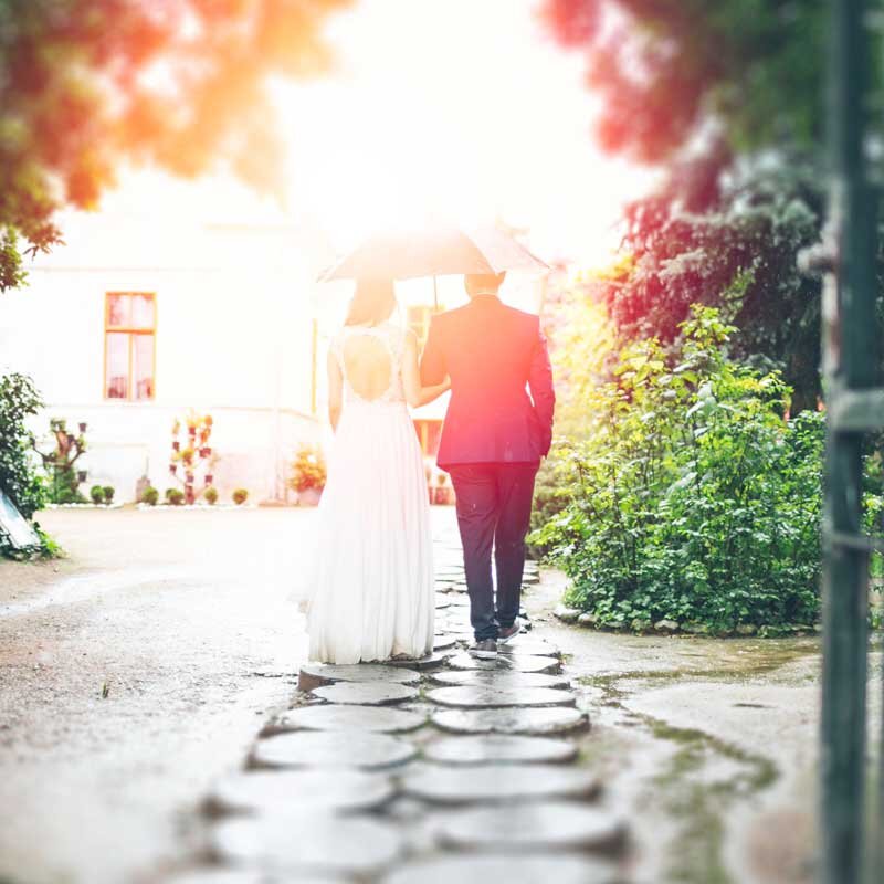 retro sunset wedding