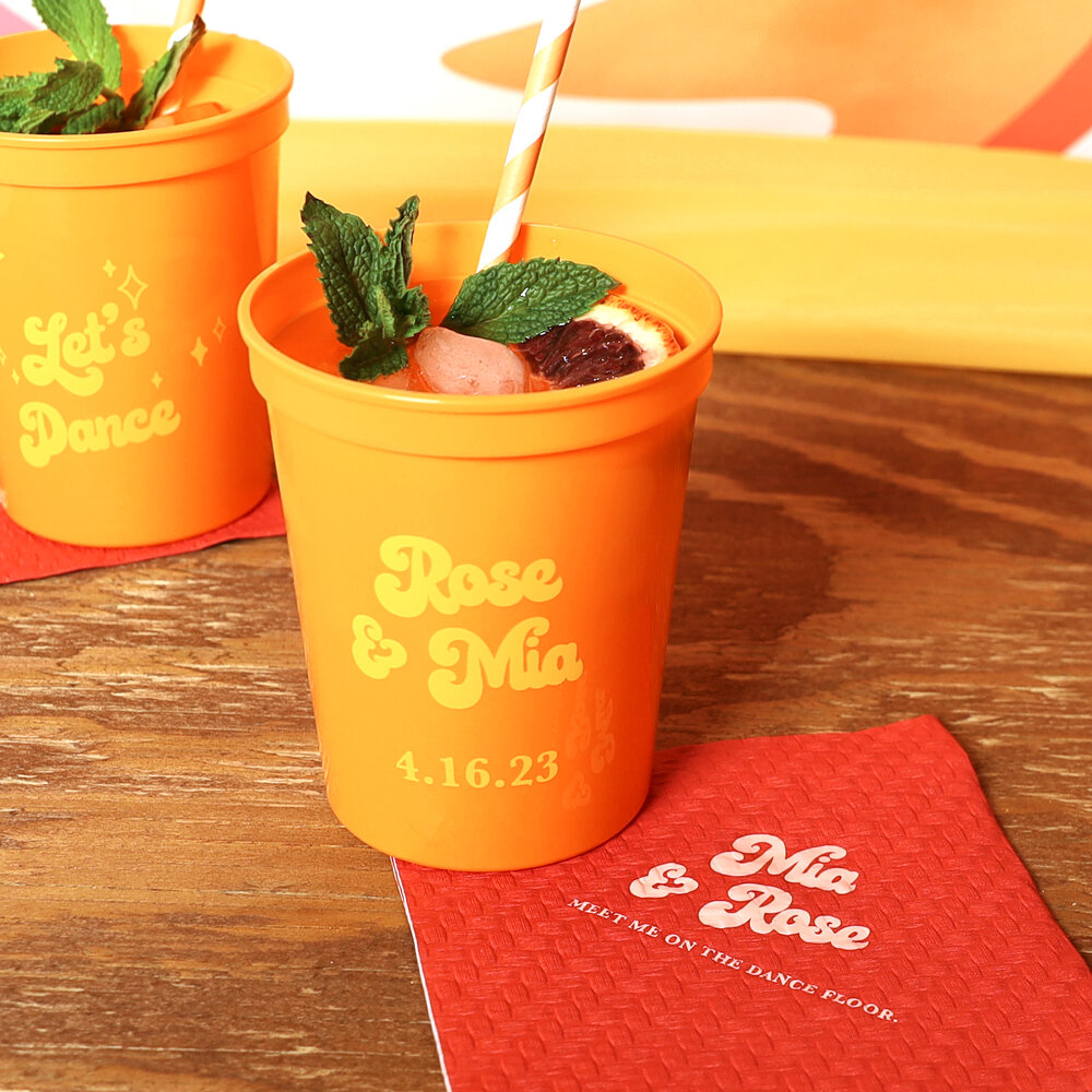custom stadium cup and cocktail napkin