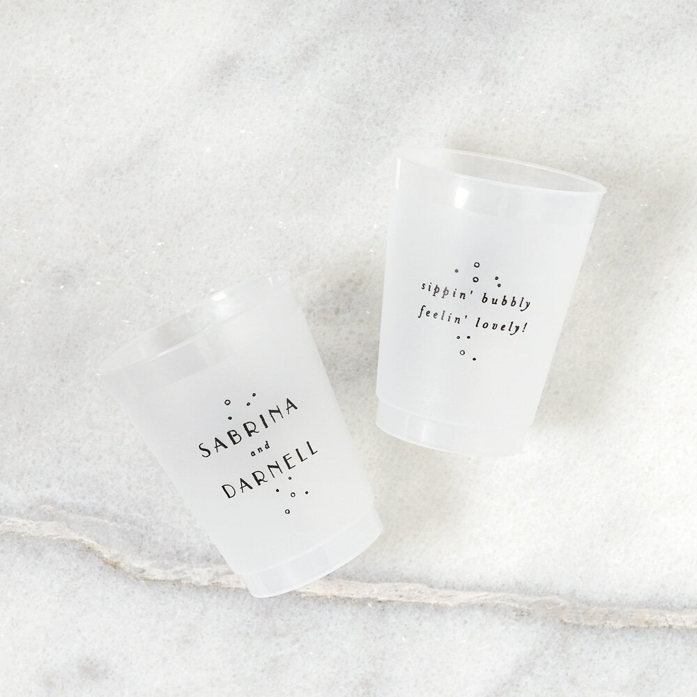 custom designed frost flex cups for your winter wedding