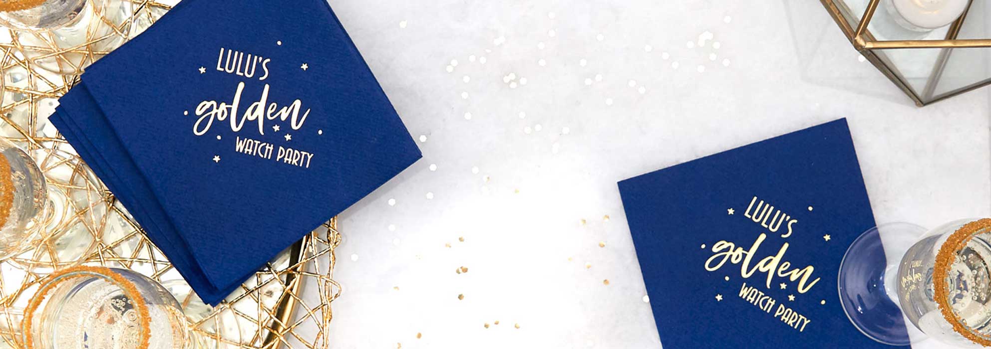 how to throw an oscars watch party with personalized academy award napkins