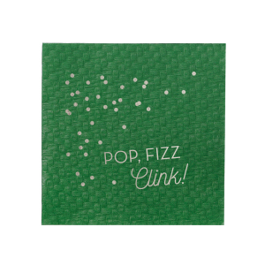 Bring the party to your table with the Fun Pop Fizz Clink Napkin. Featuring a playful confetti of solid bubbles, it stacks 'POP, FIZZ' in bold print over 'Clink!' in elegant script. This design embodies the joy of champagne popping and the spirit of celebration.
