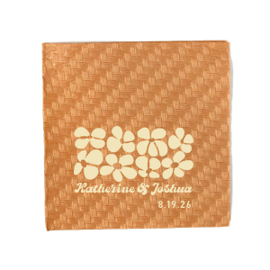 Blend nostalgia and romance with the Retro Floral Wedding Napkin, adorned with vintage-inspired flowers above the couple's names and wedding date. A charming throwback touch to adorn your matrimonial celebration.