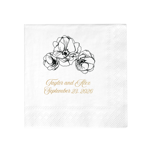 Celebrate your special day with the Floral Monogram Wedding Napkin. Featuring a beautifully flourished surname initial atop an exquisite floral bough, this design captures the essence of timeless romance. A touch of sophistication for your unforgettable celebration.