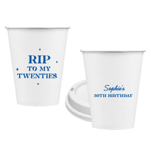 Commemorate a milestone birthday with the New Decade Starburst Cup, personalized with the honoree's name and the dawn of a new era. Featuring "RIP to my twenties" or your custom age farewell, this cup is sprinkled with celebratory stars, perfect for commemorating the next fabulous decade.