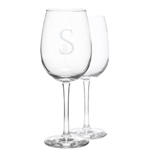 Floral Monogram Glassware Wine Set