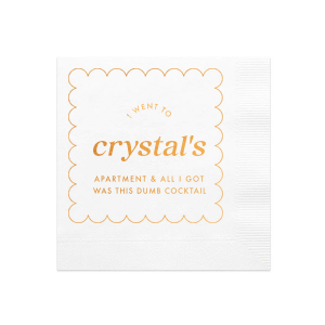 This cheeky napkin is the perfect souvenir for your awkward post-party visit to that special someone's apartment. With a tongue-in-cheek message and a playful design, this napkin is sure to get a laugh out of your friends. So, whether you left with a one-night stand or a lifelong friendship, this napkin will make it a night to remember!