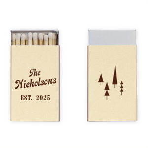 Strike a playful chord with the Retro Family Name & Year Established Match, where the new family name and wedding year shine in a fun, retro-style font. These kitschy matchbooks are the perfect spark for your modern love with a throwback twist.