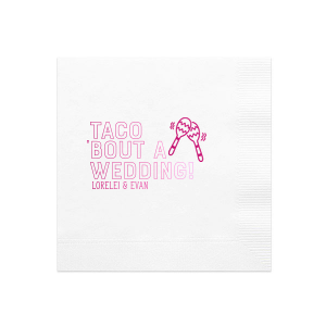 ForYourParty's elegant White Cocktail Napkin with Shiny Fuchsia Foil has a Maraca graphic and is good for use in Holiday, Birthday, Southwestern themed parties and are a must-have for your next event—whatever the celebration!
