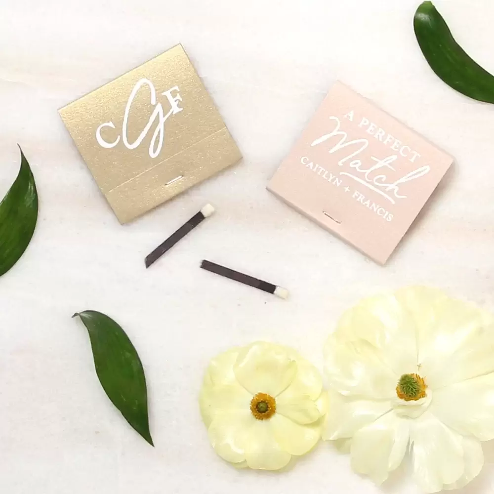 extend your mix matched wedding vibe to your wedding favor matches