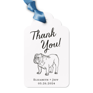 ForYourParty's chic Poptone Pastel Pink Luggage Gift Tag with Satin Copper Penny Foil has a Bulldog graphic and is good for use in Animals themed parties and will give your party the personalized touch every host desires.