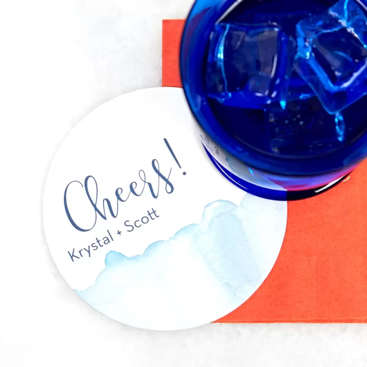 cheers watercolor coaster design