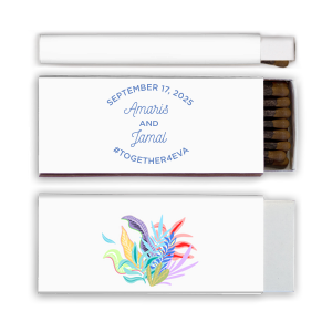 Our custom White Square Custom Photo Matchbox with Matte Periwinkle Ink Digital Print Colors and Matte Slate Gray Ink Digital Print Colors will impress guests like no other. Make this party unforgettable.