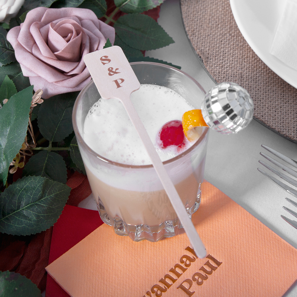 Retro Wedding Disco Ball Stir Stick Rectangle Stir Stick 2sided