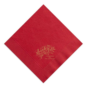 Celebrate the season's spirit with the The Most Wonderful Time Holiday Napkin, where a medley of fonts and boughs of foliage bring the beloved carol to life. The standout 'Wonderful' and space for your family name add a personal note to holiday revelry.