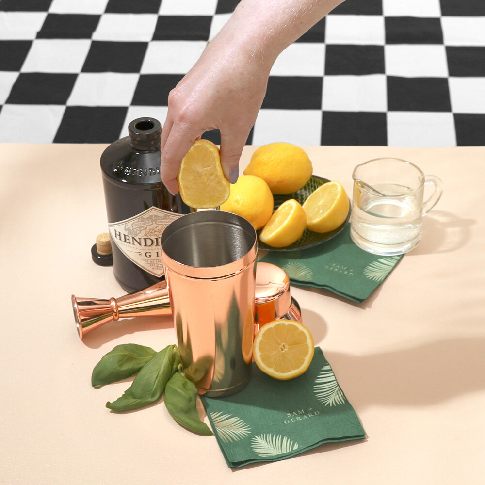 steps for making gin basil cocktail recipe