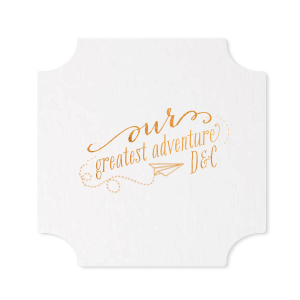 Our personalized White Square Coaster with Shiny Turquoise Foil has a Paper Airplane graphic and is good for use in Kid Birthday, Birthday themed parties and will add that special attention to detail that cannot be overlooked.