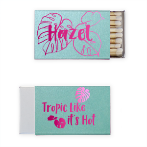 Tropic like it's hot with this custom matchbox. Our matches are the perfect addition to a tropical themed bachelorette party or birthday party. 
