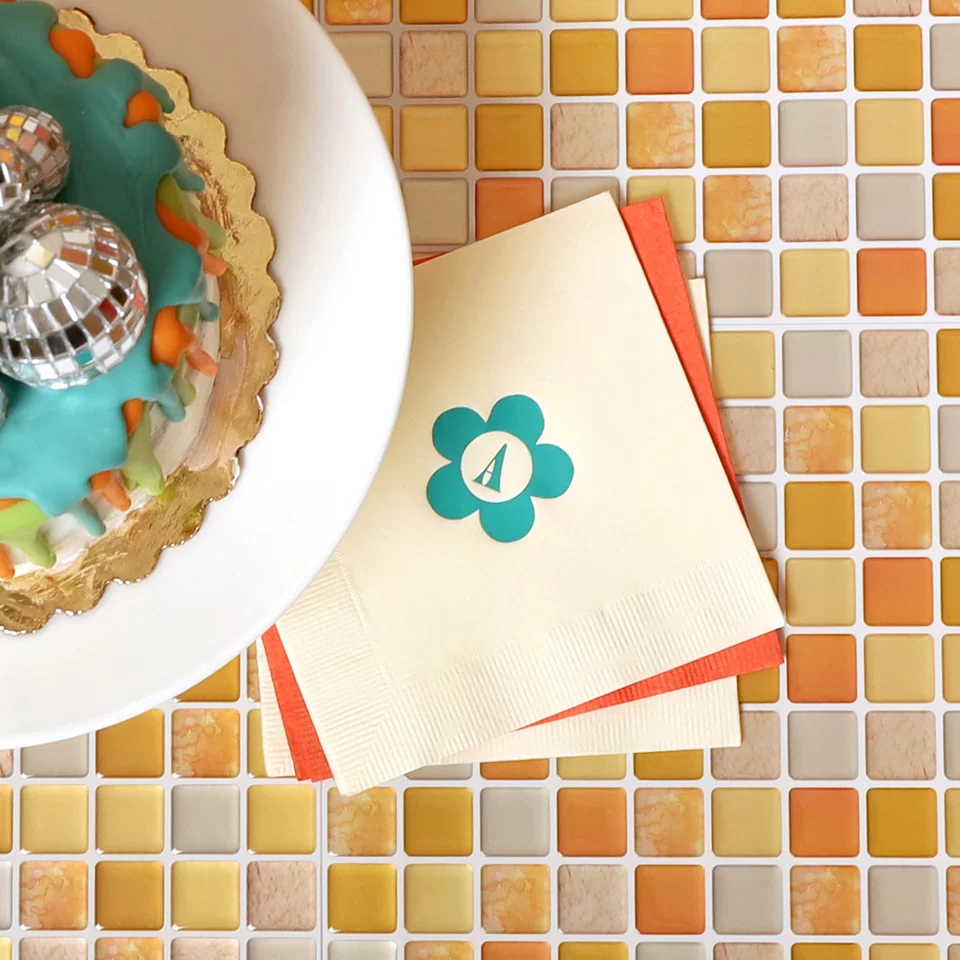 Disco Night Floral Initial Napkin